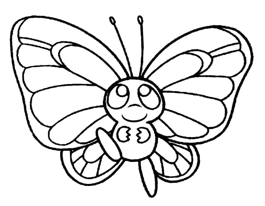 Название: Раскраска Бабочка с красивыми крылышками. Категория: раскраски для маленьких. Теги: Бабочка.