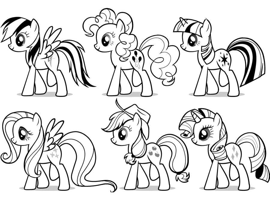 Название: Раскраска Персонажи из my little pony. Категория: мой маленький пони. Теги: Пони, "My little pony".