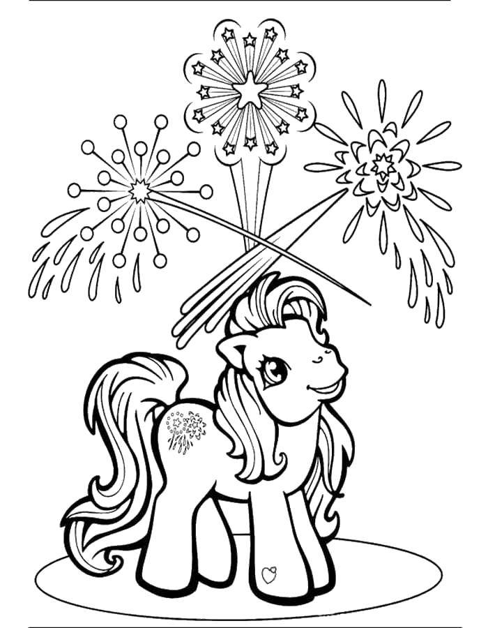 Coloring A pony looking at fireworks. Category my little pony. Tags:  Pony, My little pony.