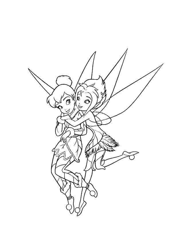 Coloring Tinker bell and the sister forget-me-not. Category Disney cartoons. Tags:  fairy, dingding, forget-me-not.