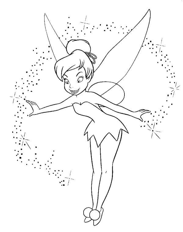 Coloring Tinker bell dancing. Category fairies. Tags:  fairy, Dindin.