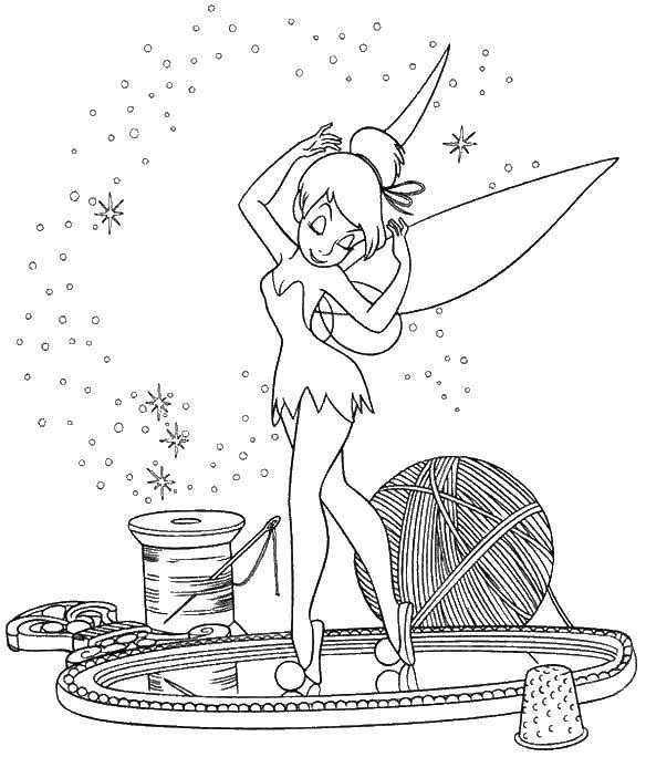 Coloring Tinker bell dancing. Category fairies. Tags:  fairy, Dindin.