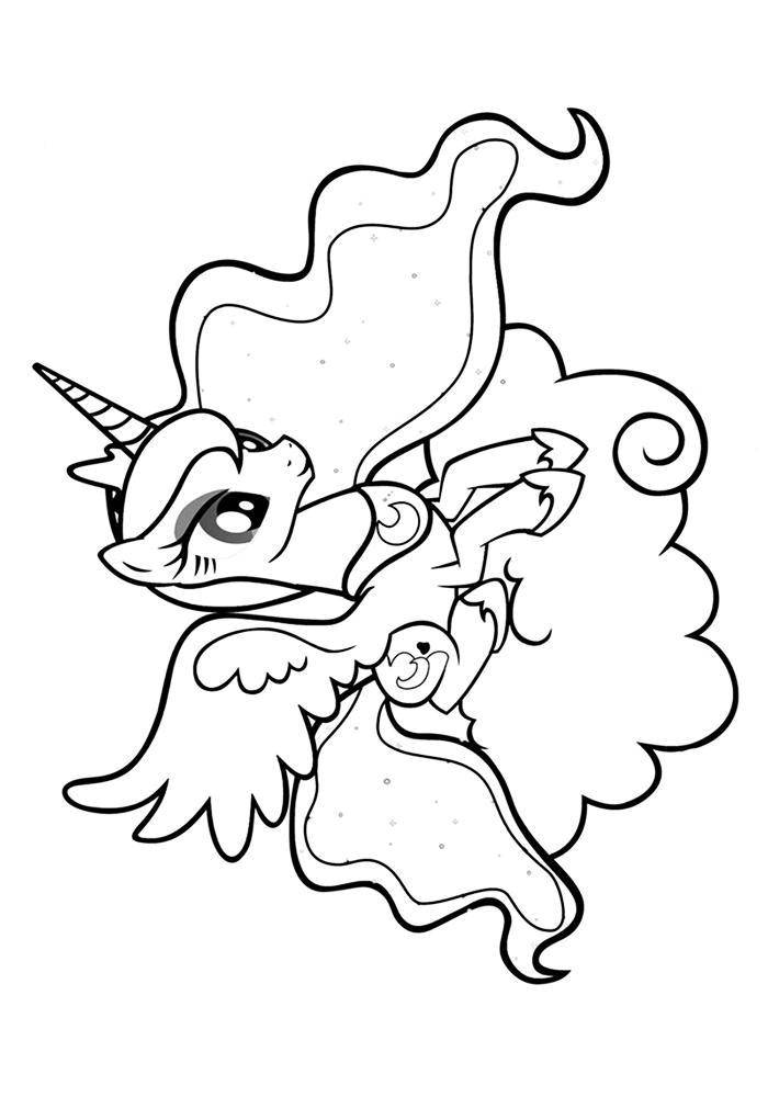 Coloring Princess Luna pony. Category my little pony. Tags:  Princess Luna, pony.