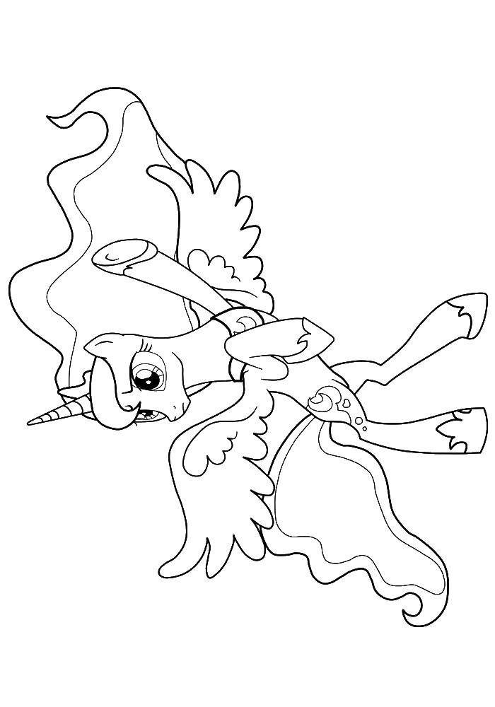 Coloring Princess Luna pony. Category my little pony. Tags:  Princess Luna, pony.