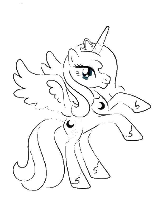 Название: Раскраска Принцесса луна пони. Категория: мой маленький пони. Теги: Принцесса Луна, пони.