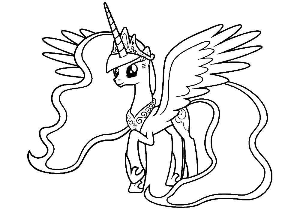 Coloring Princess Celestia. Category my little pony. Tags:  Princess Celestia.