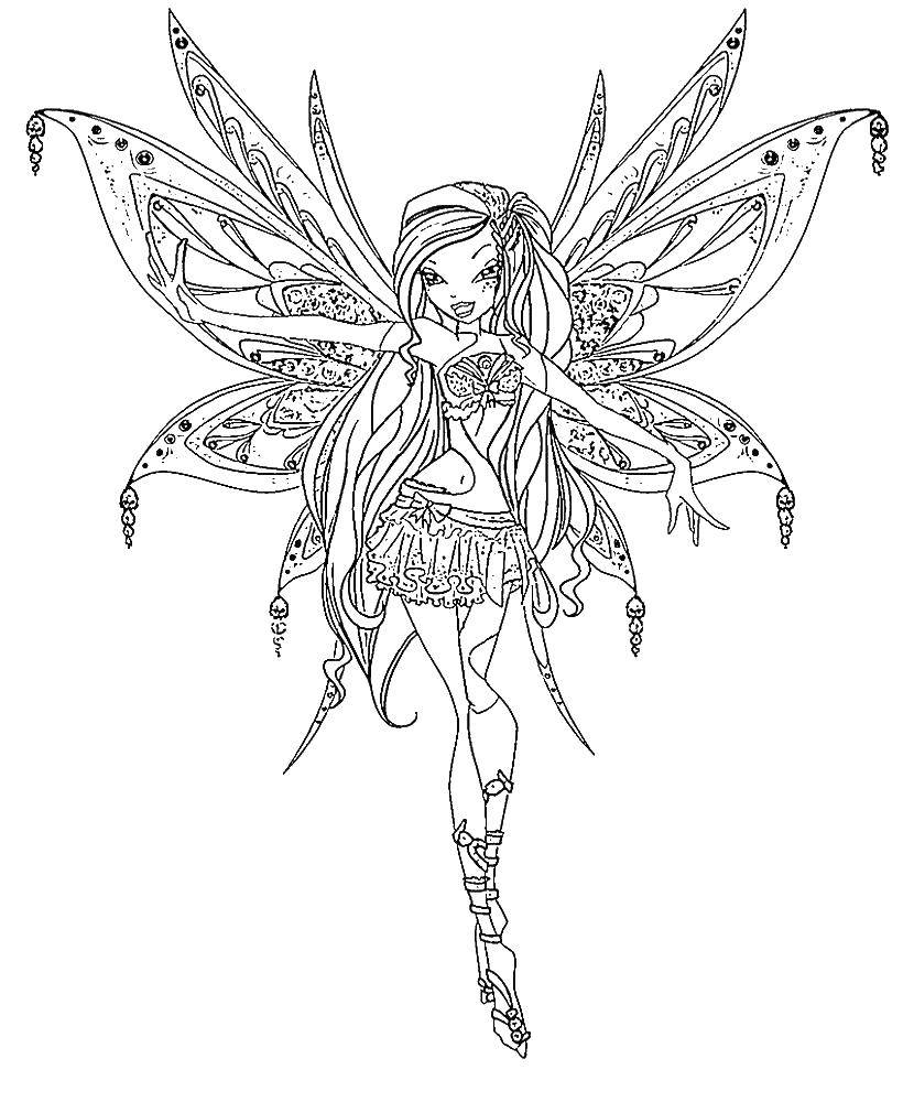 Coloring Fairy. Category fairies. Tags:  fairy, butterfly.