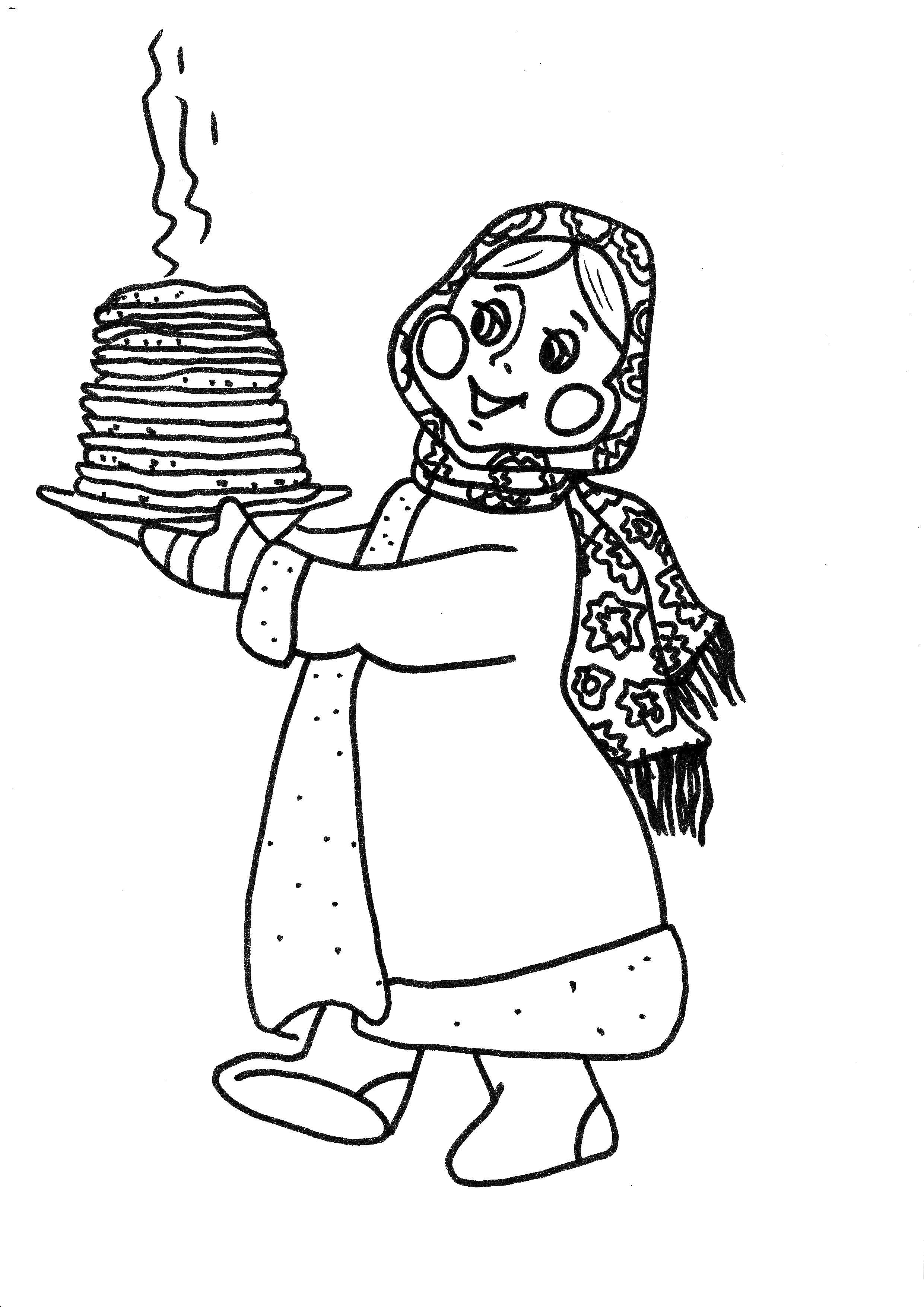 Coloring Carnival. Category girl with pancakes. Tags:  Carnival.