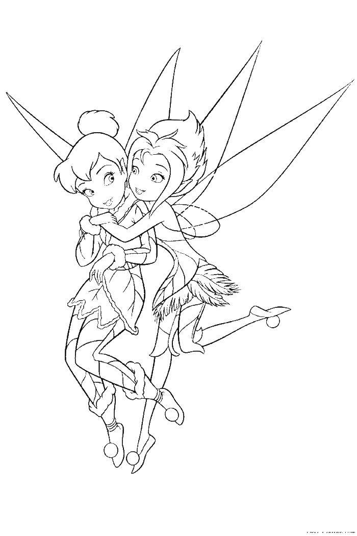 Coloring Tinker bell and forget-me-not. Category fairies. Tags:  fairy, Dindin, forget-me-not.