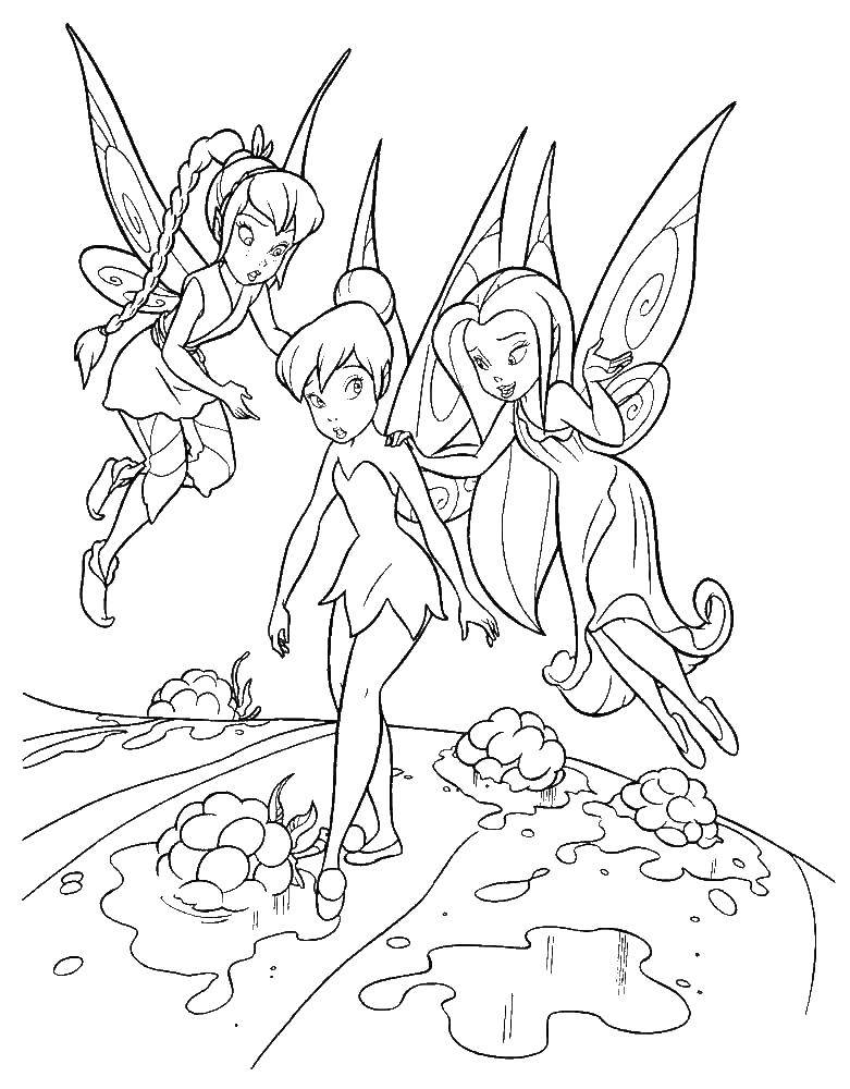 Coloring Tinker bell and fairies. Category fairies. Tags:  fairies Dingding.