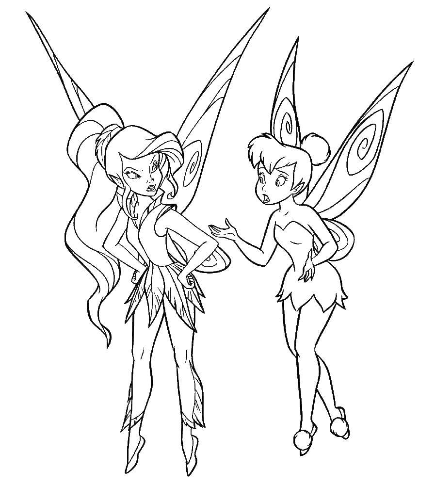 Coloring Tinker bell and fairy vidia. Category fairies. Tags:  fairy, Dindin.