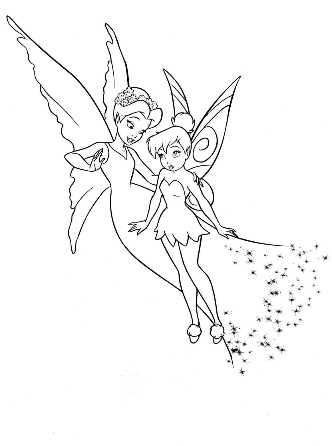 Coloring Tinker bell and Queen of the fairies. Category fairies. Tags:  fairy, Dindin.