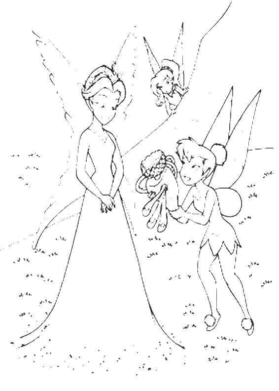 Coloring Tinker bell and Queen of the fairies. Category fairies. Tags:  fairies Dingding.
