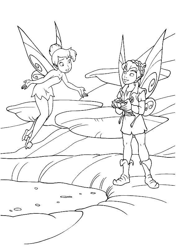Coloring Tinker bell and fairy dust. Category fairies. Tags:  fairy, Dindin, pollen.