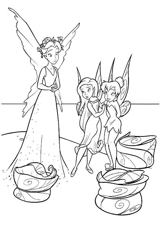 Coloring The Queen of the fairies and the fairies. Category fairies. Tags:  fairies.