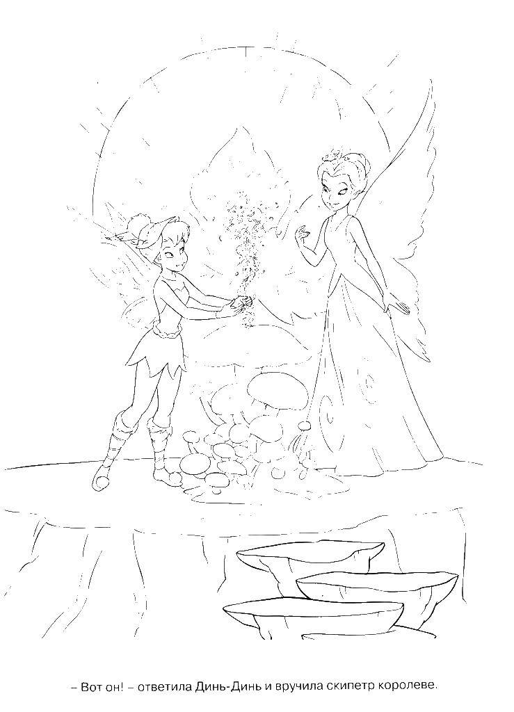 Coloring Queen Clarion and Tinker bell. Category fairies. Tags:  fairies, Queen Clarion, Dingding.