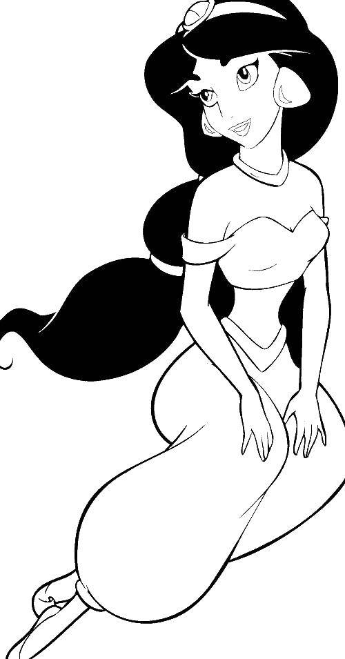 Coloring Princess Jasmine. Category Disney cartoons. Tags:  Princess Jasmine.