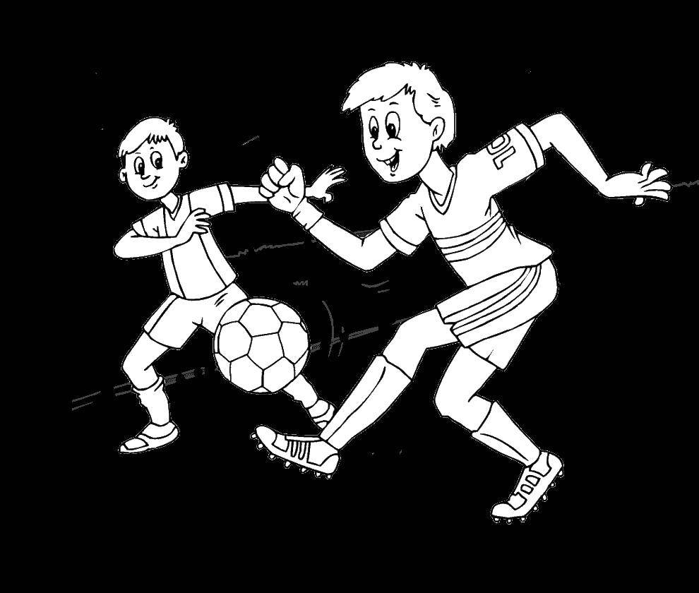 Название: Раскраска Дети играют в футбол. Категория: дети. Теги: футбол.