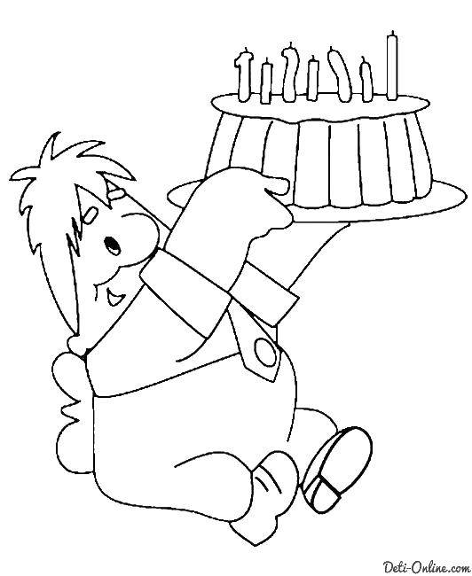 Название: Раскраска Карлосон на дне рождения малыша. Категория: Персонаж из мультфильма. Теги: карлосон.