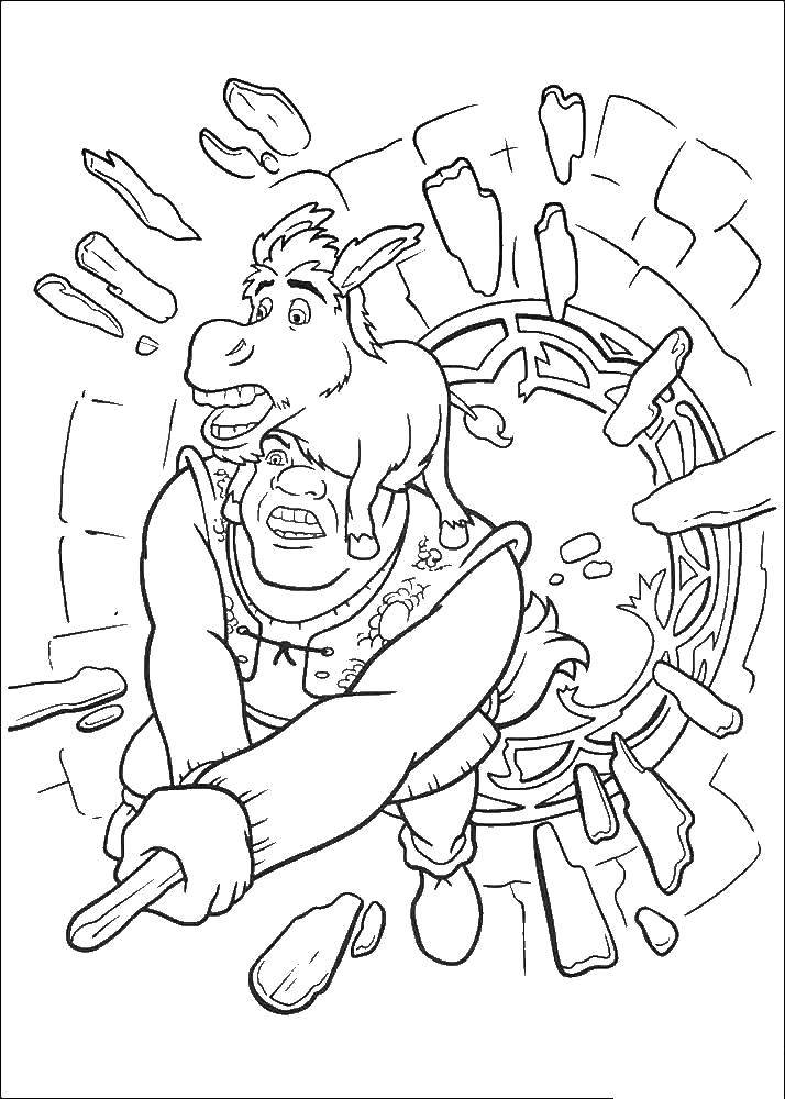 Coloring Shrek and donkey. Category Cartoon character. Tags:  Cartoon character, Shrek, Donkey.