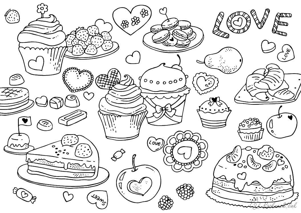 Coloring Sweets. Category cakes. Tags:  and confectionery products.