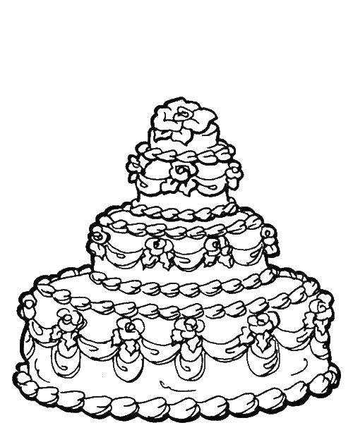 Название: Раскраска Свадебный торт. Категория: торты. Теги: Торт, еда, праздник.