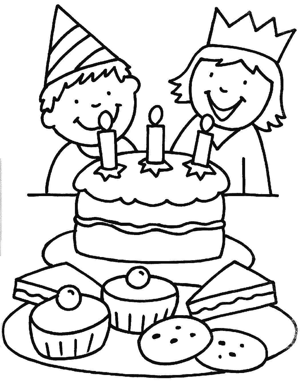 Название: Раскраска Торт ко дню рождения. Категория: торты. Теги: торт.