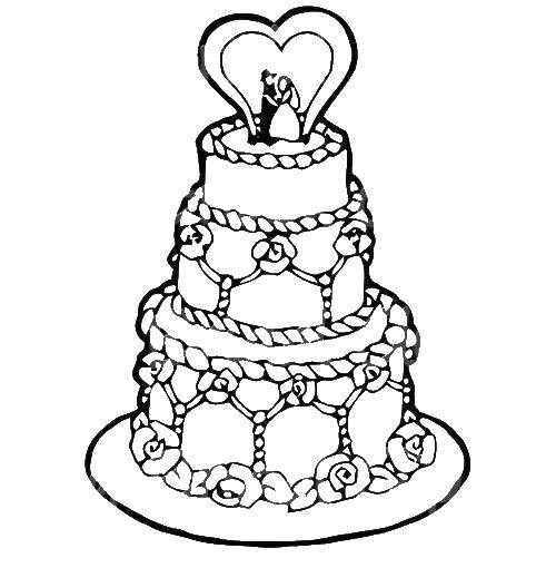 Название: Раскраска Торт на свадьбу. Категория: торты. Теги: Торт, еда, праздник.