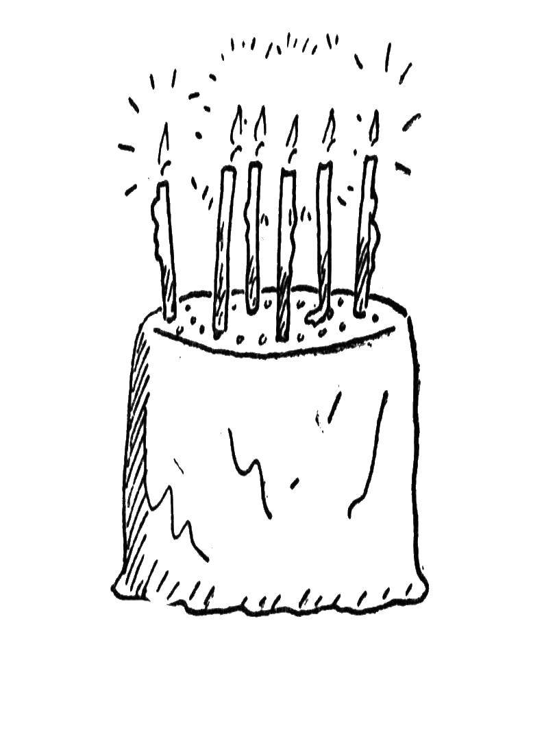 Название: Раскраска Торт со свечками. Категория: торты. Теги: 6 лет, торт.