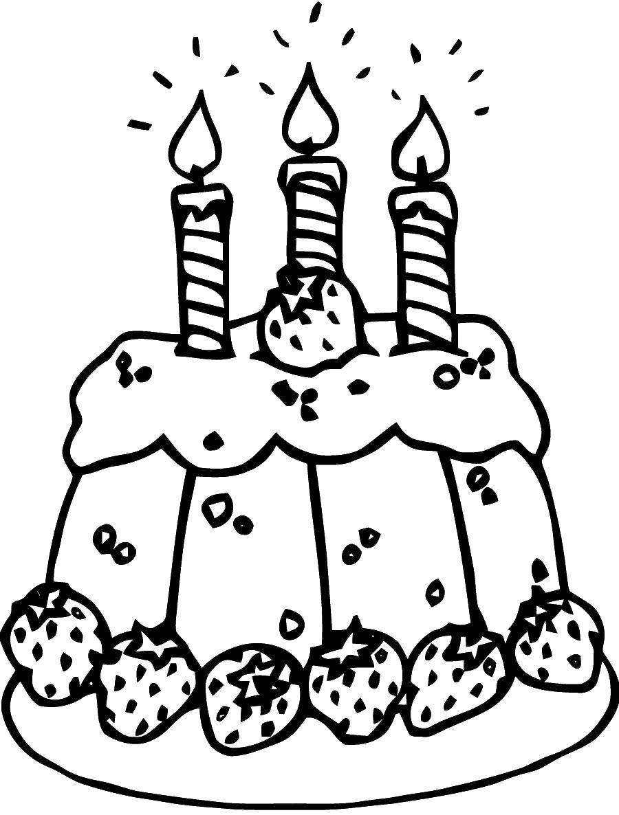 Название: Раскраска Торт со свечками. Категория: торты. Теги: торт.