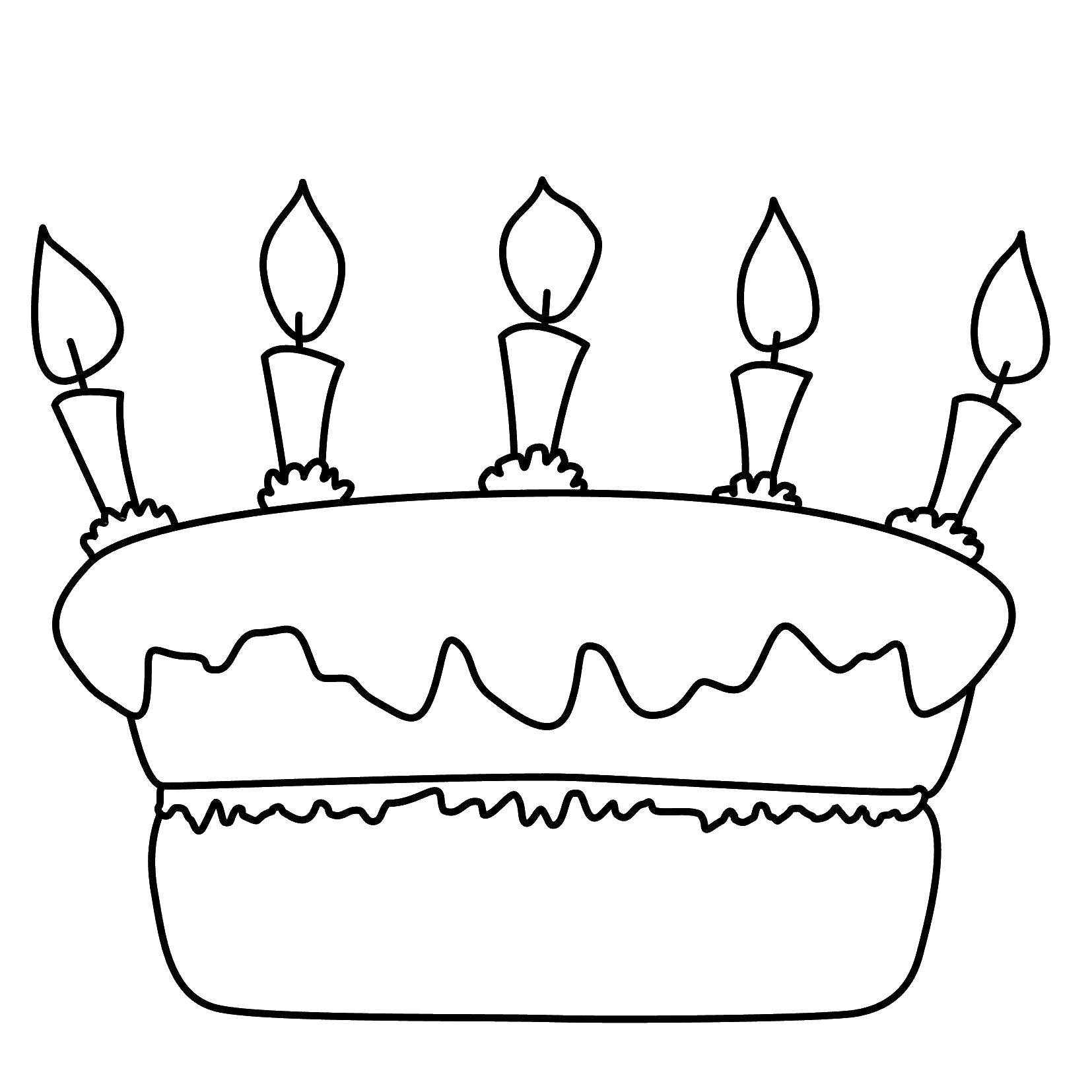 Название: Раскраска Торт со свечками. Категория: торты. Теги: торт, свечки.