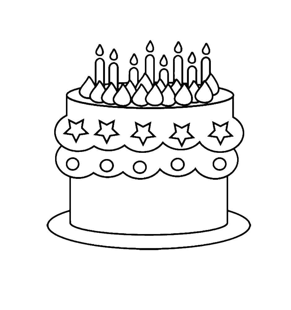 Coloring A cake with candles. Category cakes. Tags:  cake, candles.
