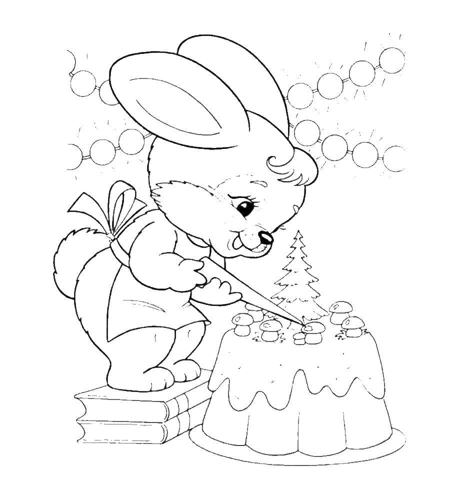 Coloring Bunny cake decorating. Category cakes. Tags:  cake, Bunny.