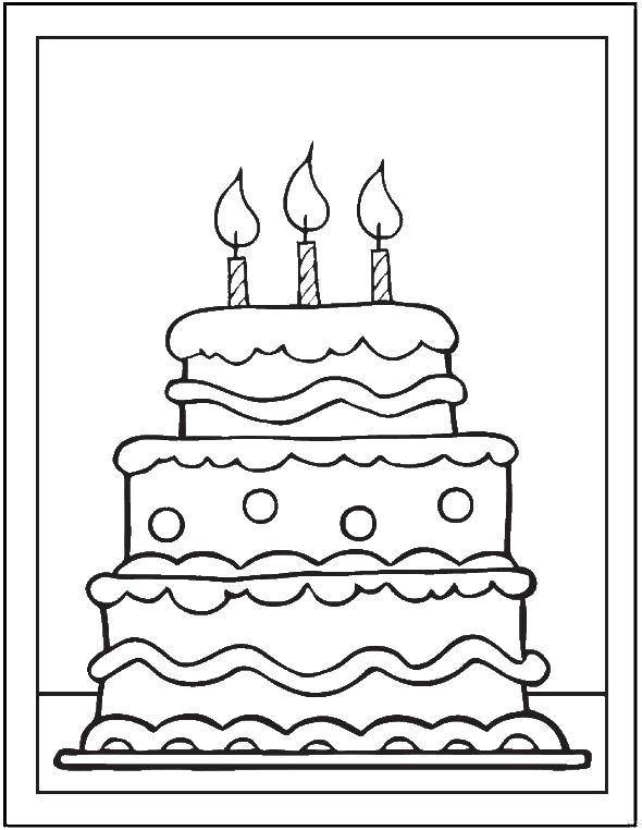 Название: Раскраска Торт со свечками. Категория: торты. Теги: Торт, еда, праздник.