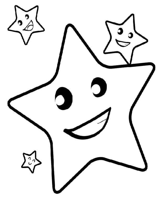 Название: Раскраска Весёлые звездочки. Категория: простые раскраски. Теги: Космос, звёзды.