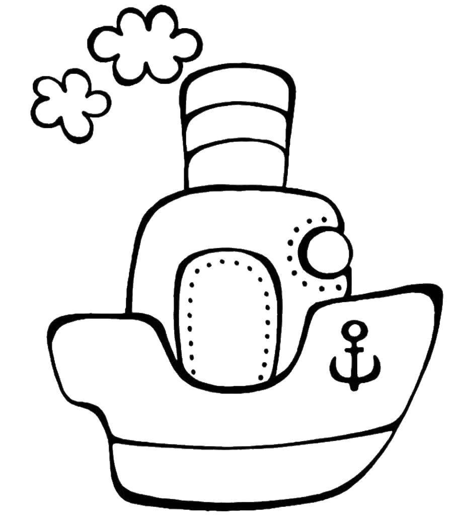 Coloring Boat. Category simple coloring. Tags:  Ship, water.