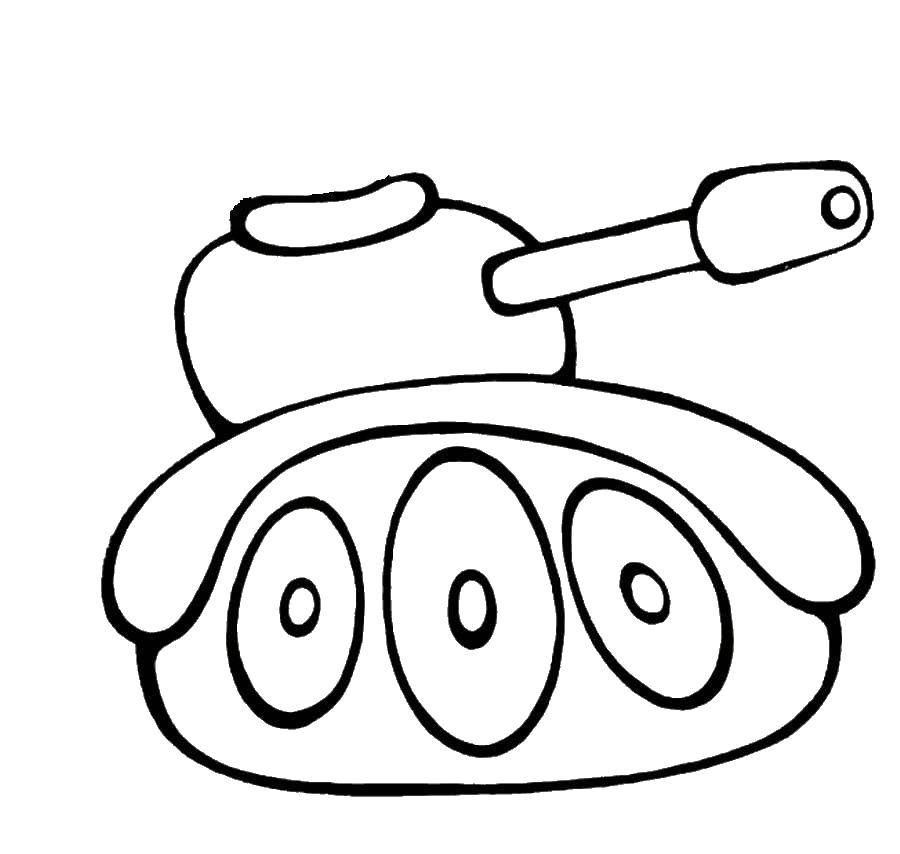Название: Раскраска Маленький танк. Категория: простые раскраски. Теги: Машина, танк.