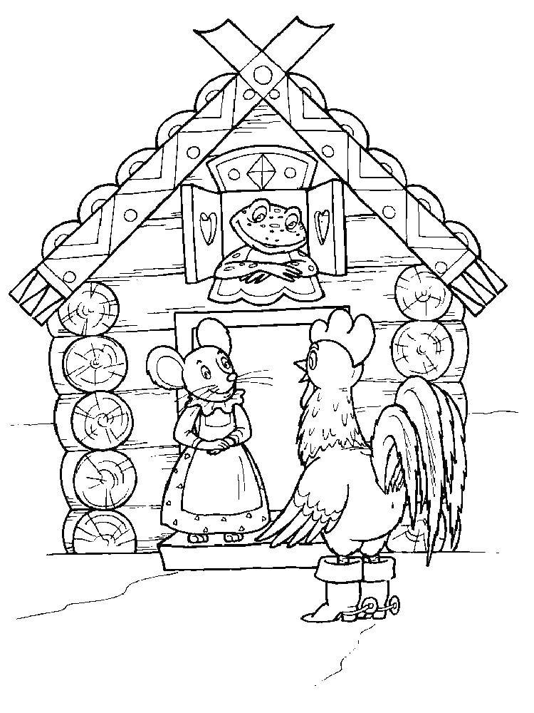 Coloring The chamber and cock. Category tale Teremok. Tags:  the mansion, tales, cock.