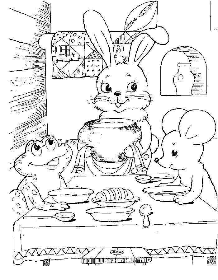 Coloring Dinner at the mansion. Category tale Teremok. Tags:  Tale, Teremok.
