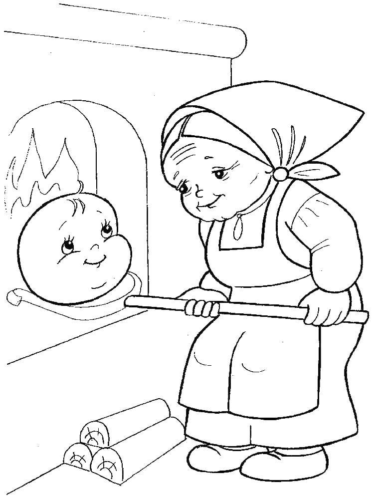 Coloring The grandma prepared bun. Category gingerbread man . Tags:  Fairy Tales, Gingerbread Man.
