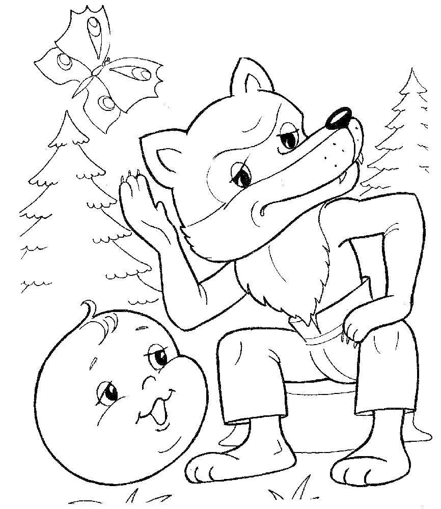 Coloring The gingerbread man met the wolf. Category gingerbread man . Tags:  Fairy Tales, Gingerbread Man.