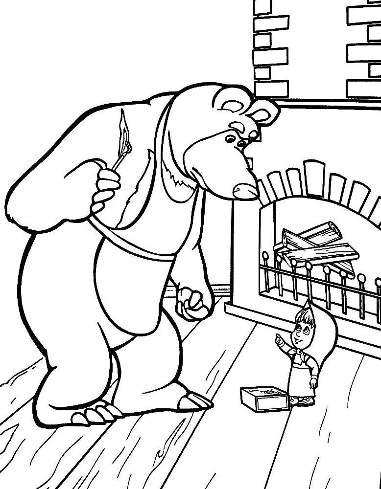 Coloring Masha and the bear and matches. Category Masha and the bear. Tags:  Masha, Bear.