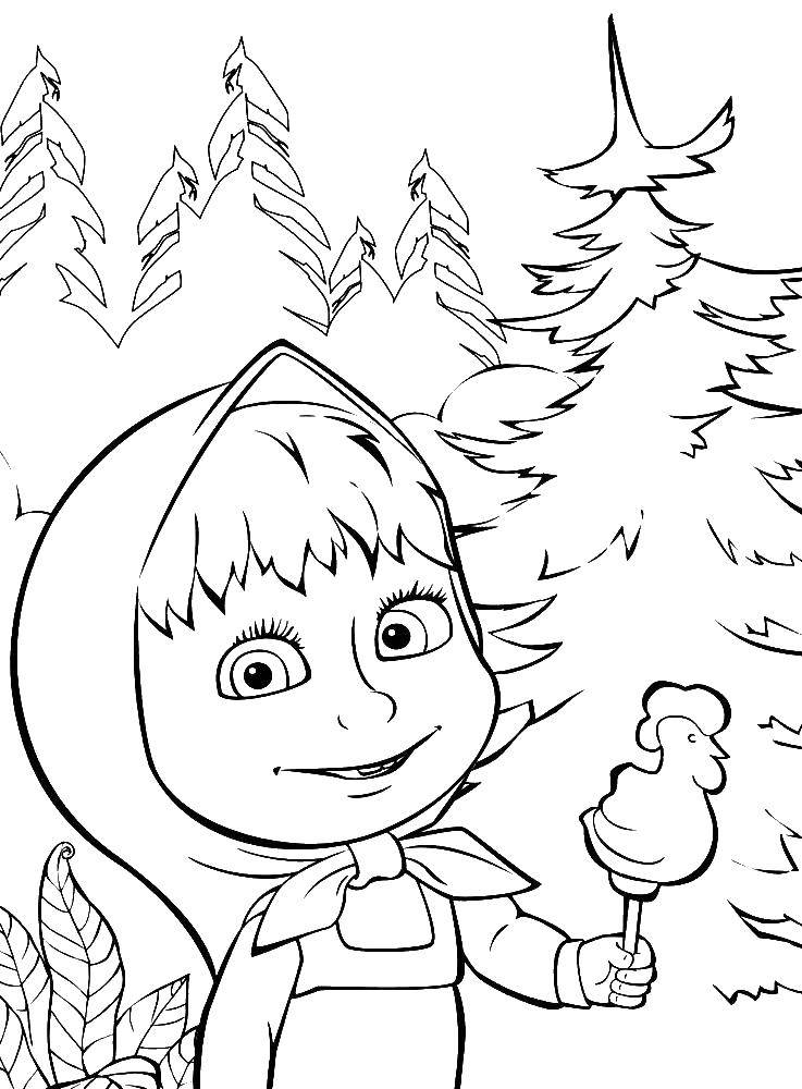 Coloring Masha and candy. Category Masha and the bear. Tags:  Masha, Bear.