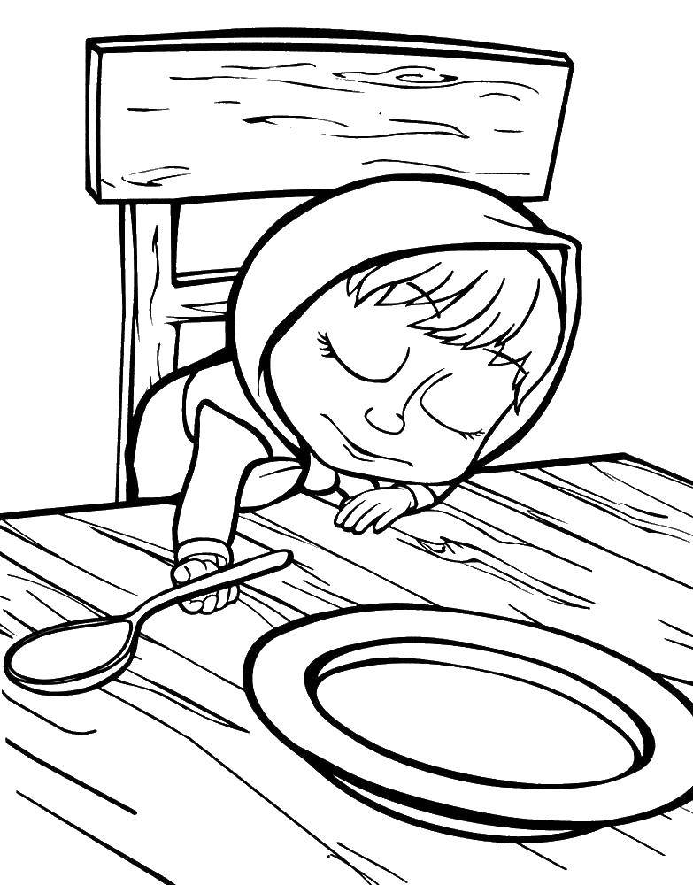 Coloring Mary fell asleep at the table. Category Masha and the bear. Tags:  Masha, Bear.