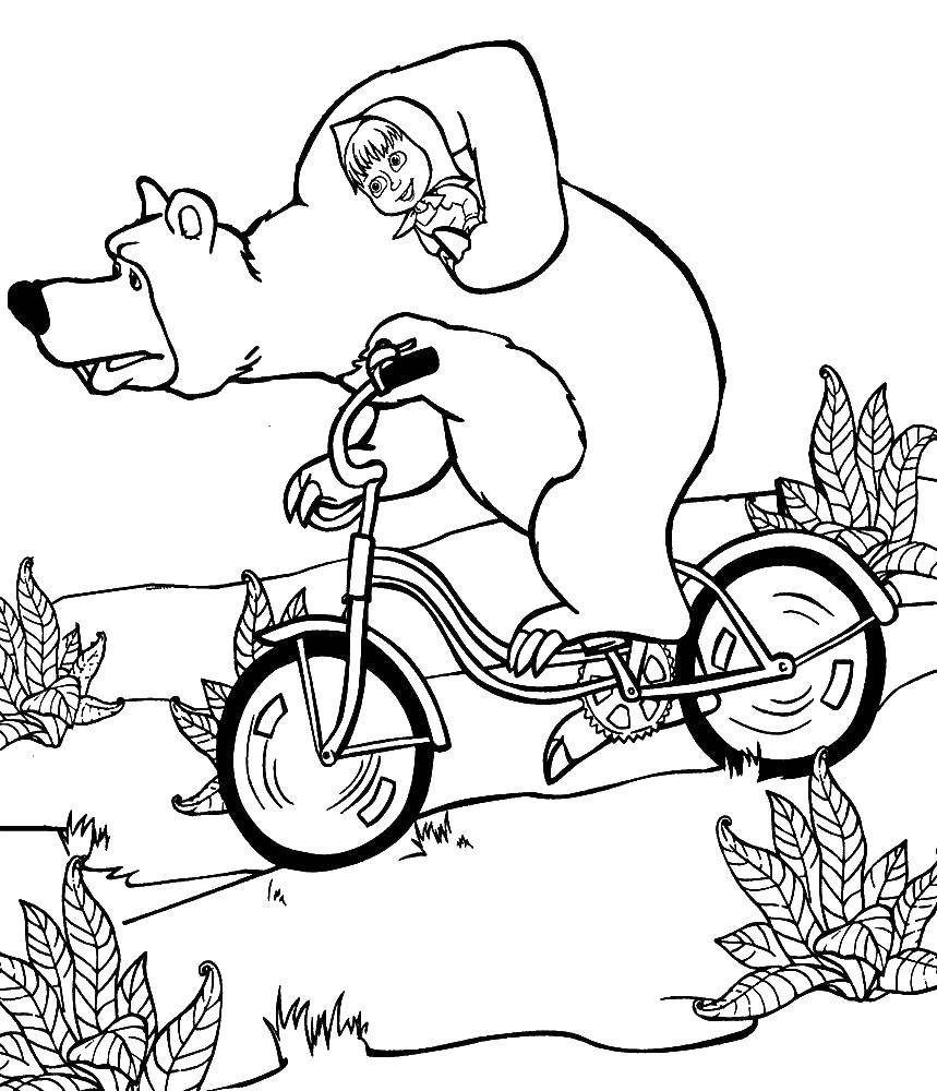 Coloring Misha Masha luck on the bike. Category Masha and the bear. Tags:  Masha, Bear.