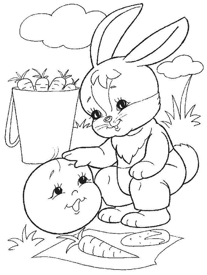 Coloring Bunny and gingerbread man. Category gingerbread man . Tags:  Fairy Tales, Gingerbread Man.