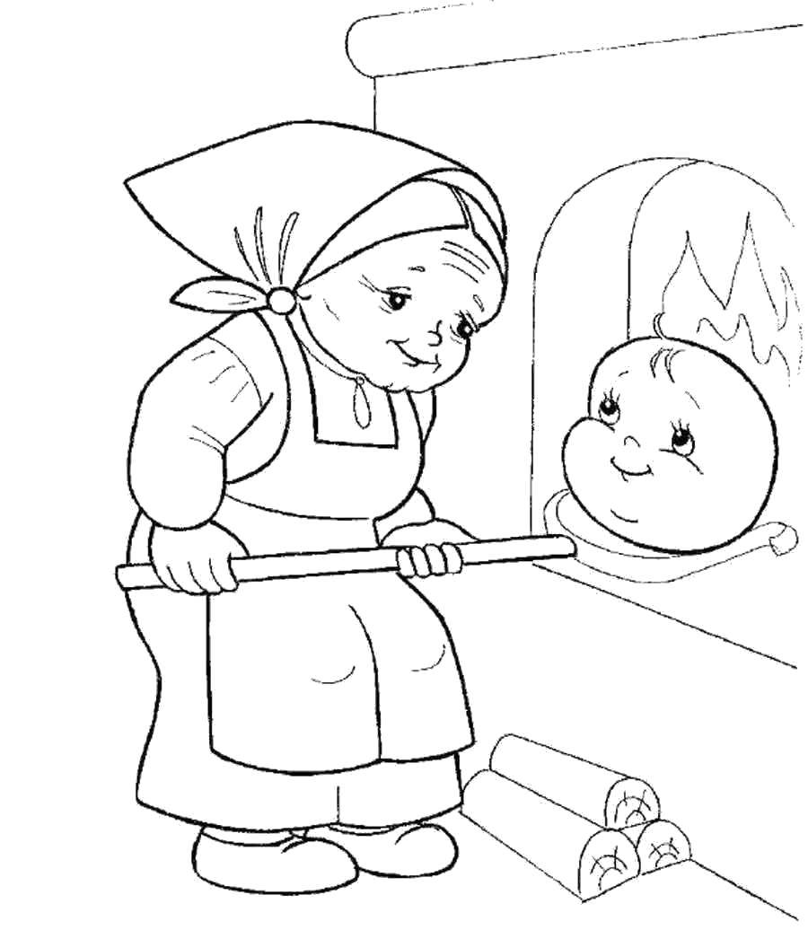Coloring Bun and Granny. Category gingerbread man . Tags:  Fairy Tales, Gingerbread Man.