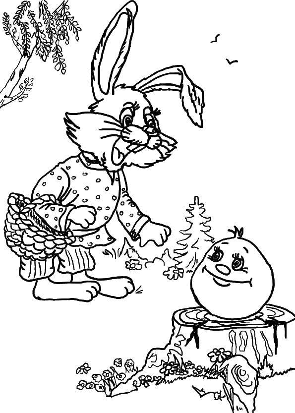 Coloring The gingerbread man on the tree stump met Bunny. Category gingerbread man . Tags:  Fairy Tales, Gingerbread Man.