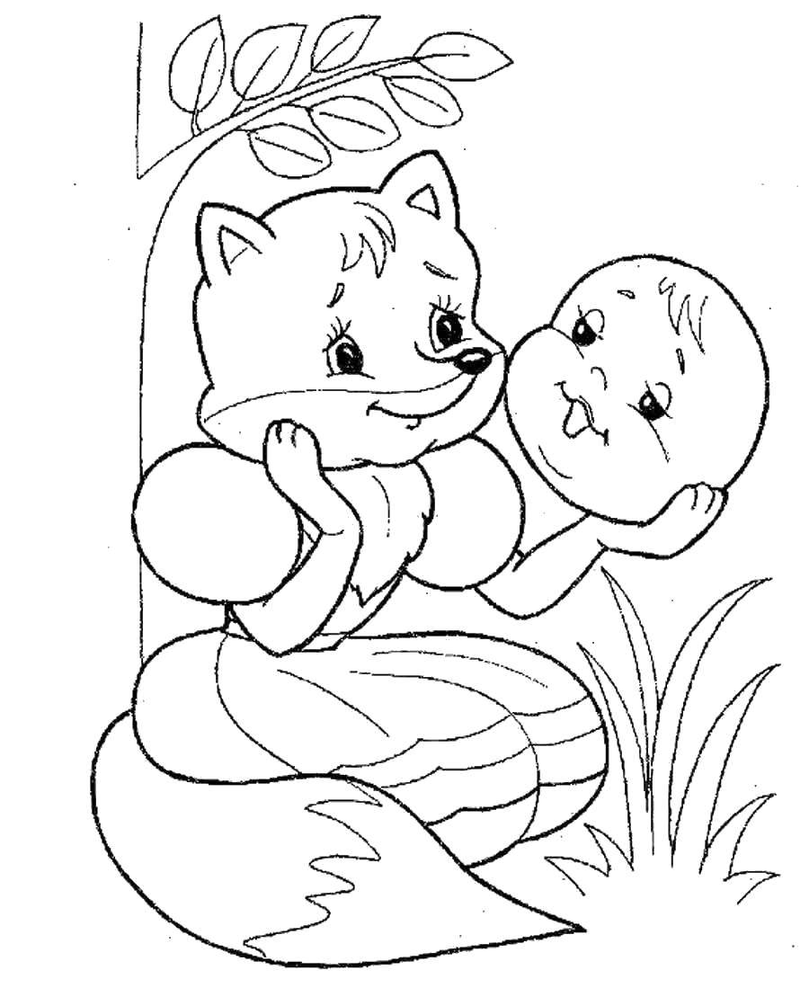 Coloring Fox deceives bun. Category gingerbread man . Tags:  Fairy Tales, Gingerbread Man.