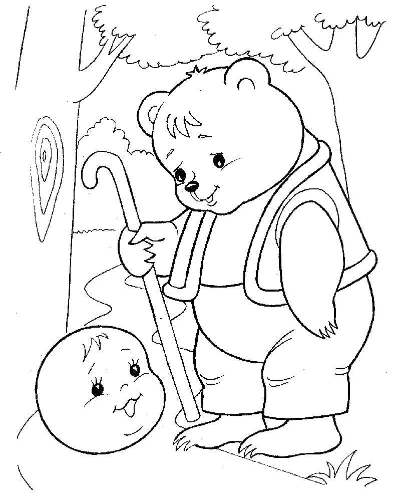 Coloring Bear and gingerbread man. Category gingerbread man . Tags:  Fairy Tales, Gingerbread Man.